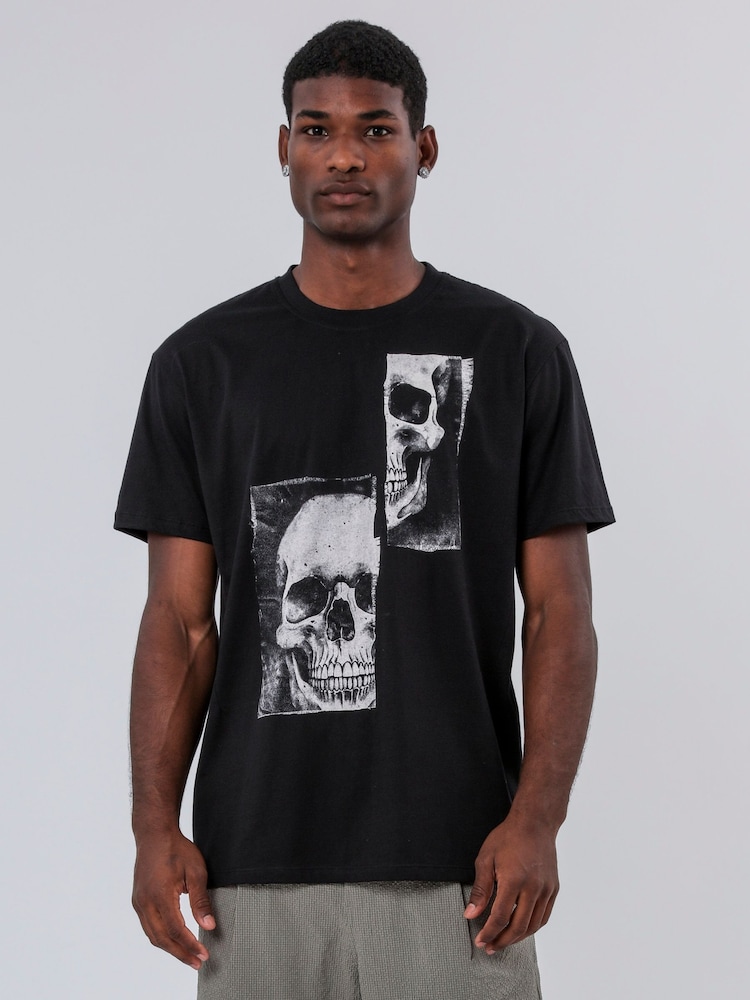 Religion Black Patch Skull 100% Cotton T-Shirt - Image 1 of 6