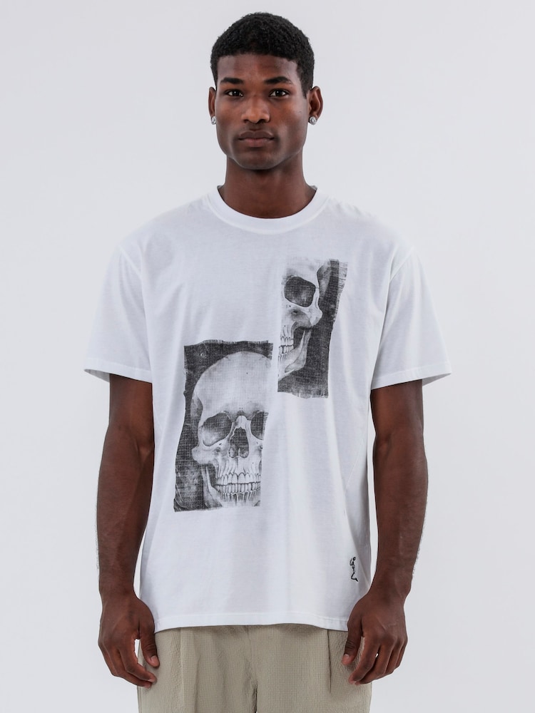 Religion White Patch Skull 100% Cotton T-Shirt - Image 1 of 6
