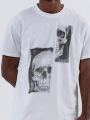 Religion White Patch Skull 100% Cotton T-Shirt - Image 2 of 6