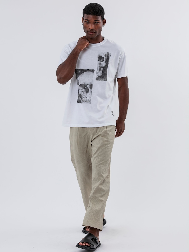 Religion White Patch Skull 100% Cotton T-Shirt - Image 5 of 6