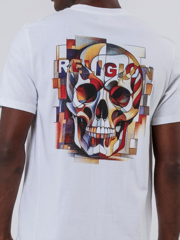 Religion White Abstract 100% Cotton T-Shirt - Image 4 of 5