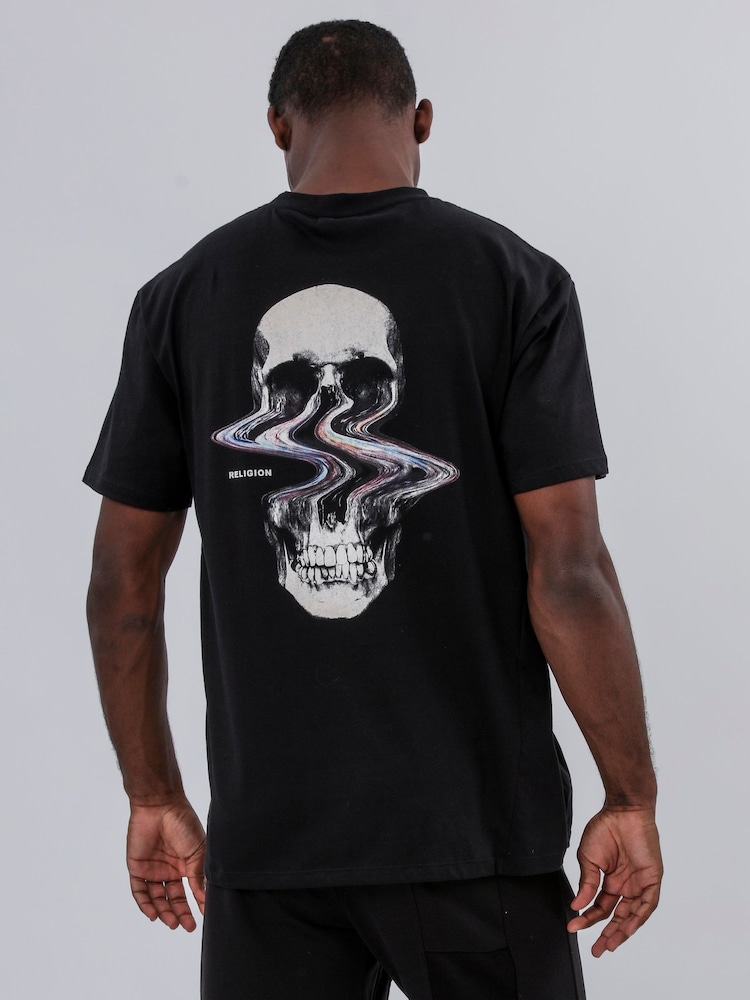 Religion Distorted Skull 100% Cotton T-Shirt - صورة 1 من 6