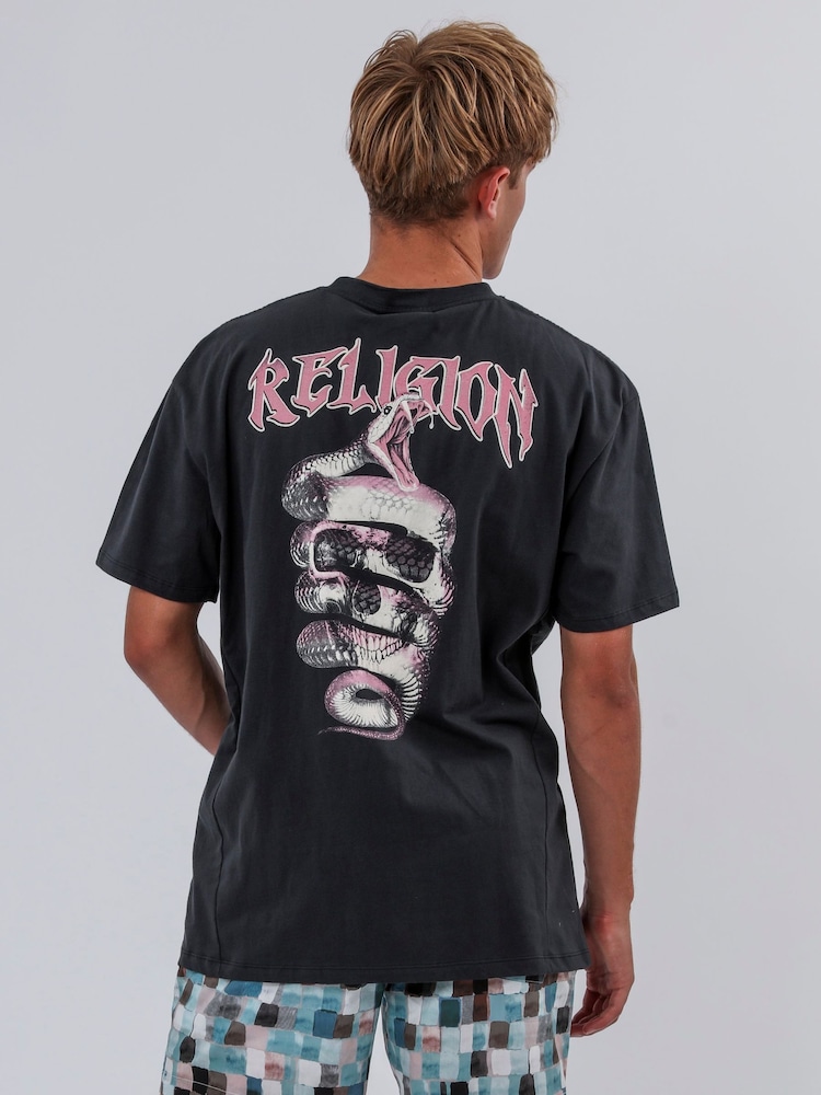 Religion Black Snake Print 100% Cotton T-Shirt - Image 1 of 5