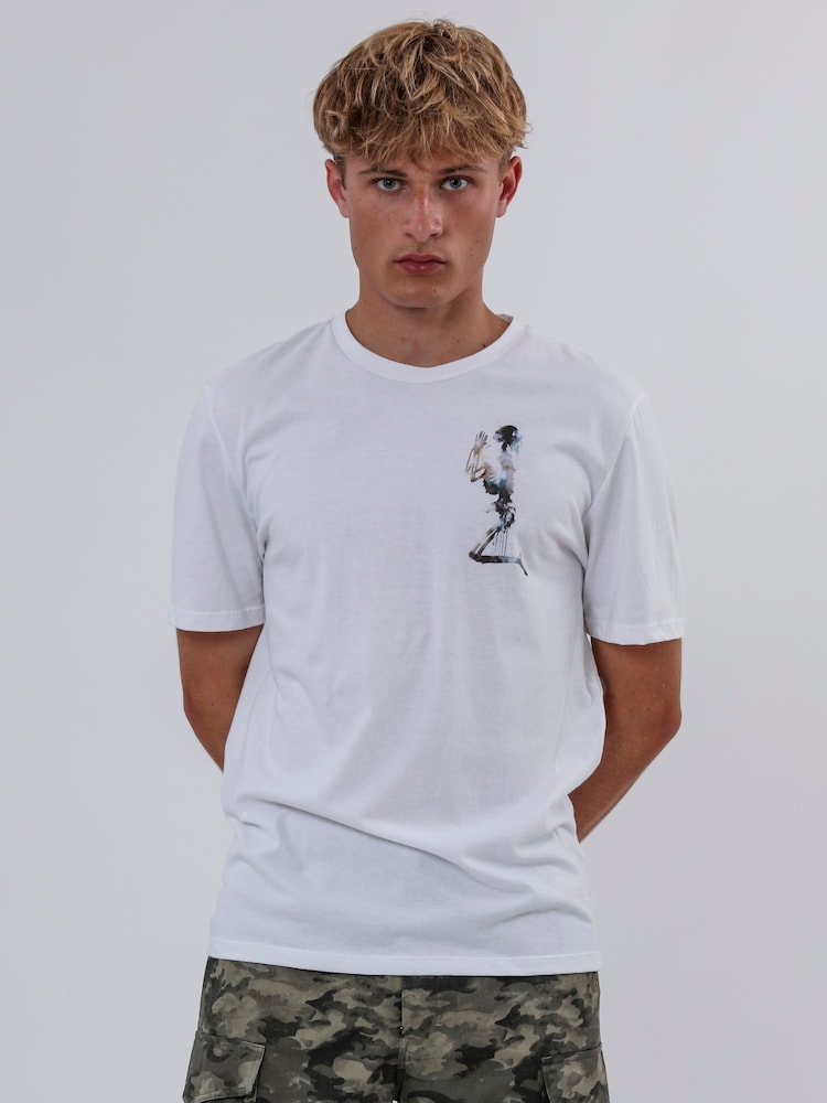 Religion White Water Colour Skeleton 100% Cotton T-Shirt - Image 2 of 5
