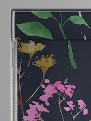 Navy Blue/Pink Isla Floral Made to Measure Faux Silk Roman Blind - Image 4 of 6