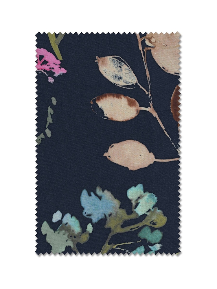 Navy Blue/Pink Isla Floral Made to Measure Faux Silk Roman Blind - Image 6 of 6