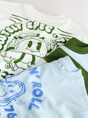 Blue/Green Taco Long Sleeve Graphic Print T-Shirts 3 Pack (3mths-7yrs) - Image 9 of 9