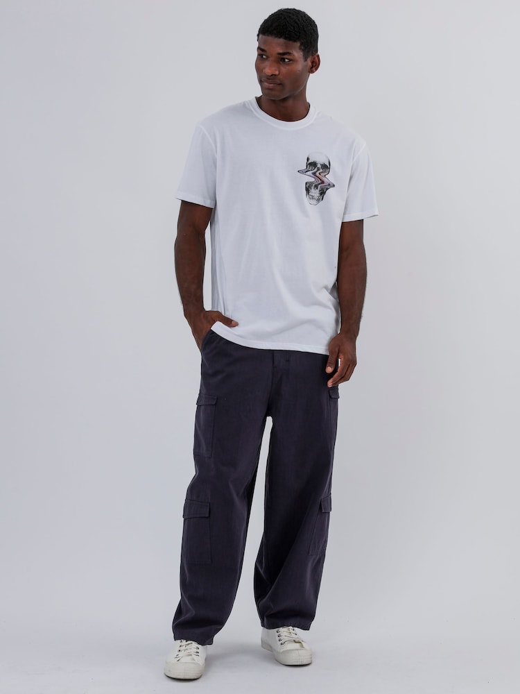 Religion White Distorted Skull 100% Cotton T-Shirt - Image 2 of 5