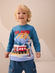 Blue Les Alpes Interactive Long Sleeve Appliqué T-Shirt (3mths-7yrs) - Image 1 of 3