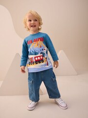 Blue Les Alpes Interactive Long Sleeve Appliqué T-Shirt (3mths-7yrs) - Image 2 of 3