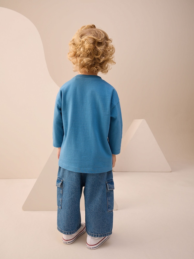 Blue Les Alpes Interactive Long Sleeve Appliqué T-Shirt (3mths-7yrs) - Image 3 of 3