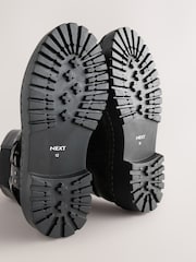 Black Standard Fit (F) Leather Chunky Harness Boots - Image 7 of 7