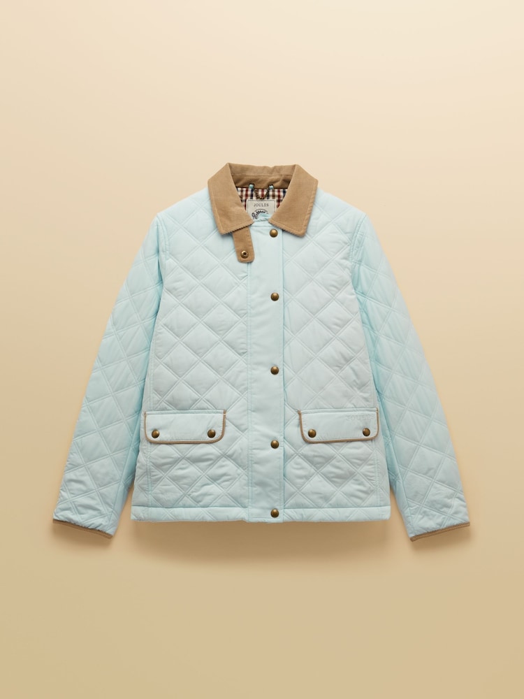 Joules Harrogate Blue Showerproof Diamond Quilted Barn Jacket - Image 14 of 14