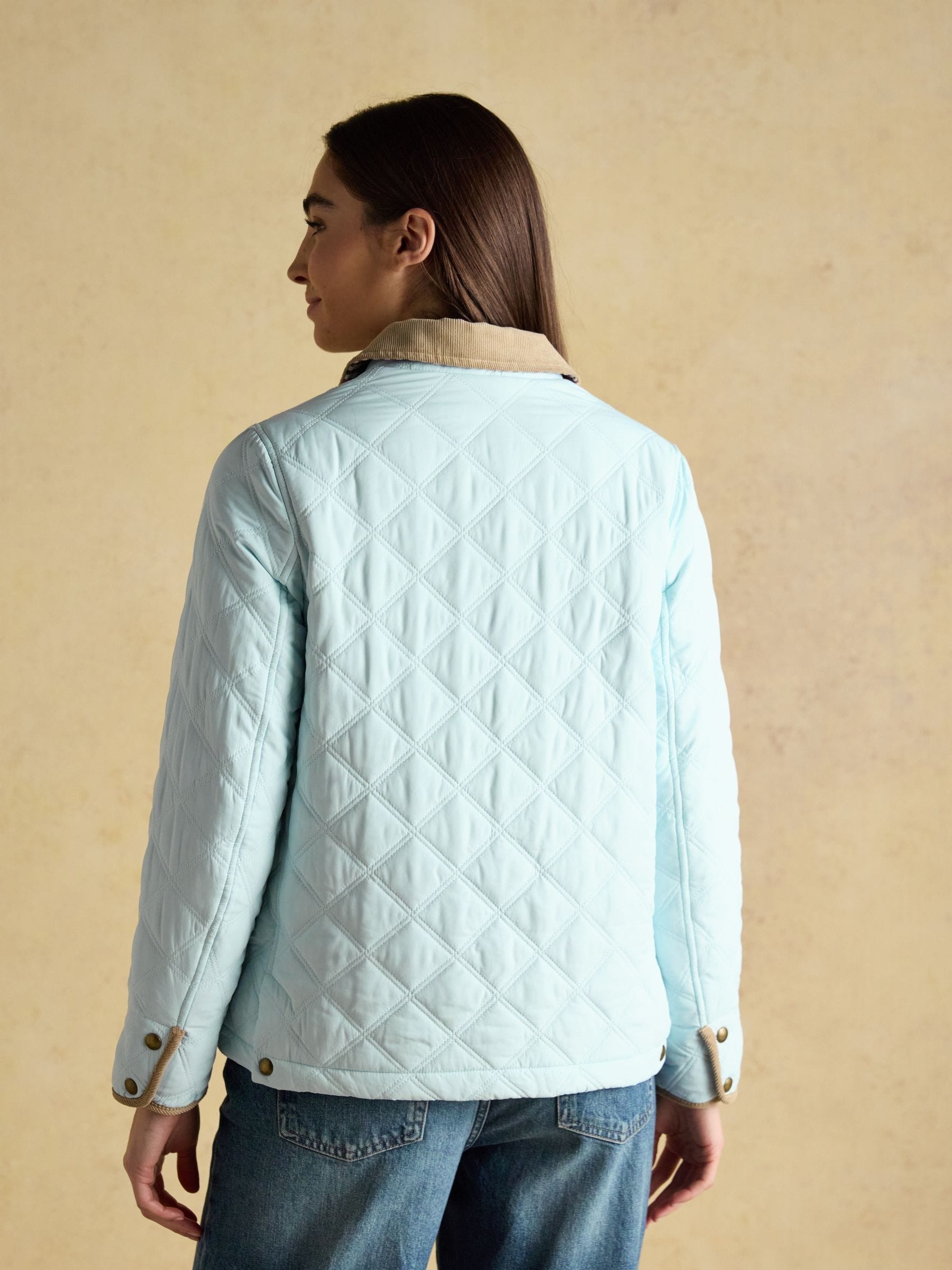 Buy Joules Harrogate Blue Showerproof Diamond Quilted Jacket from