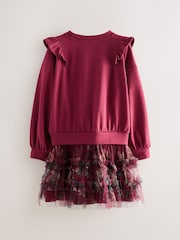 Laura Ashley Burgundy Red Frill Sweat Mock Dress - Image 9 of 13