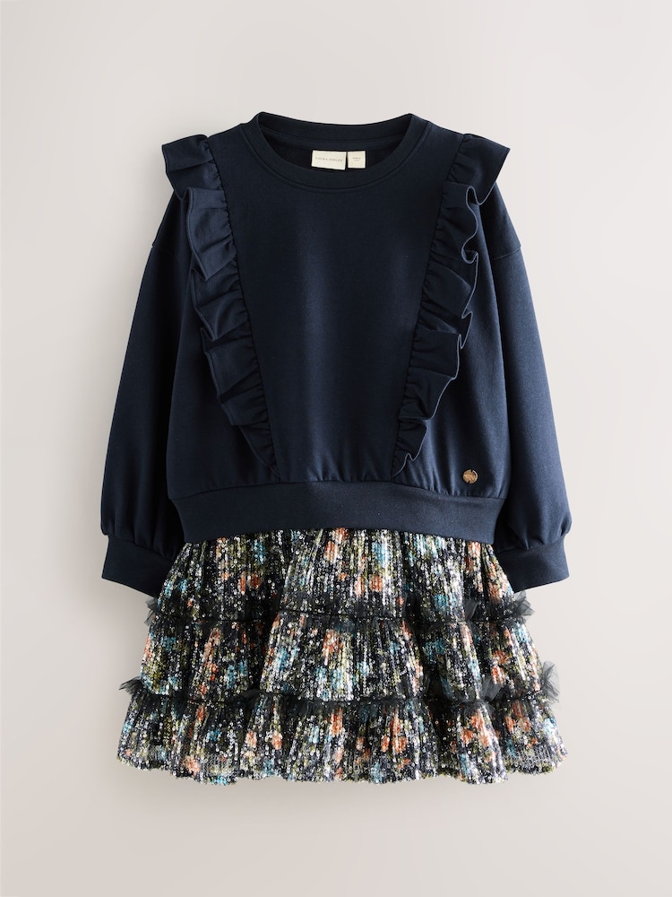 Mornarica - Laura Ashley Frill Sweat Mock Dress - Slika 1 iz 5 Mornarica - Laura Ashley Frill Sweat Mock Dress - Slika 1 iz 5
