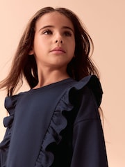Laura Ashley Navy Frill Sweat Mock Dress - Image 6 of 12