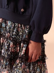 Laura Ashley Navy Frill Sweat Mock Dress - Image 7 of 12