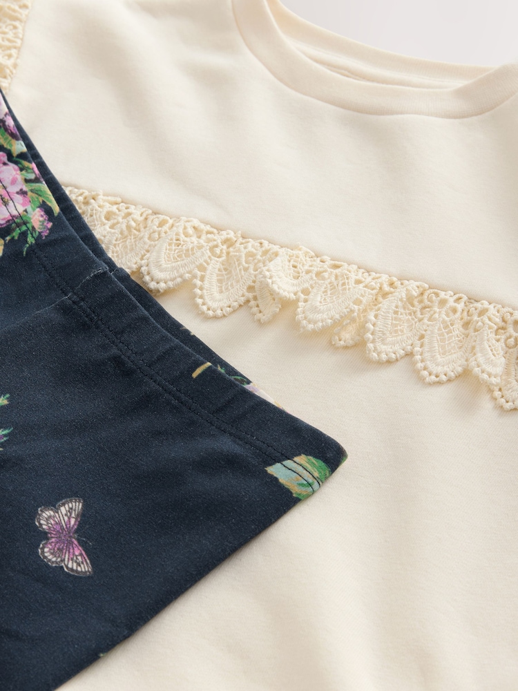 Laura Ashley Cream/Navy Sweatshirt and Leggings Set - Image 5 of 5