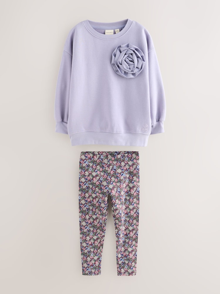 Laura Ashley Lilac Purple Sweatshirt and Leggings Set - Image 1 of 5 Laura Ashley Lilac Purple Sweatshirt and Leggings Set - Image 1 of 5