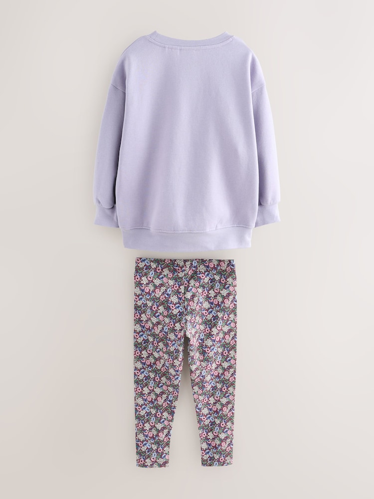 Laura Ashley Lilac Purple Sweatshirt and Leggings Set - Image 2 of 5 Laura Ashley Lilac Purple Sweatshirt and Leggings Set - Image 2 of 5