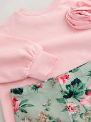 Laura Ashley Pink/Green Sweatshirt and Leggings Set - Image 6 of 6