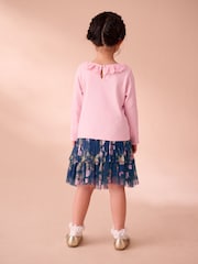 Laura Ashley Pink/Navy Long Sleeve Ribbed Top and Skirt Set - Image 3 of 10