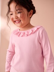 Laura Ashley Pink/Navy Long Sleeve Ribbed Top and Skirt Set - Image 4 of 10