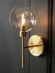 Rockett St George Brass Glass Globe & Brass Wall Light - Image 1 of 6