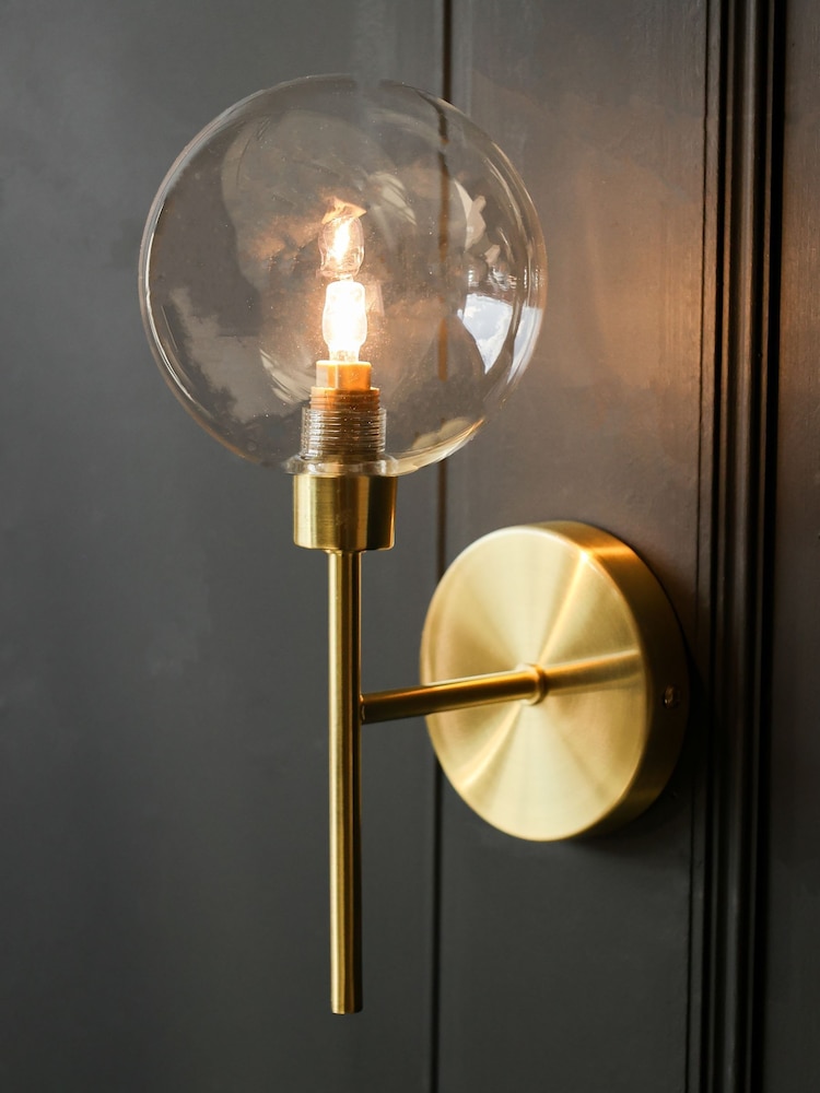 Rockett St George Brass Glass Globe & Brass Wall Light - Image 1 of 6