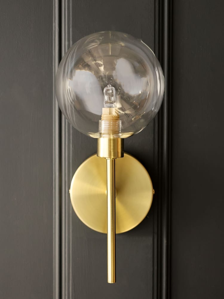 Rockett St George Brass Glass Globe & Brass Wall Light - Image 2 of 6