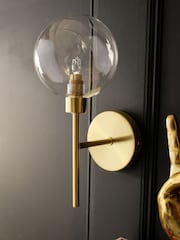 Rockett St George Brass Glass Globe & Brass Wall Light - Image 5 of 6