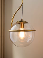 Rockett St George Antique Brass Glass Globe Ceiling Light - Image 1 of 5