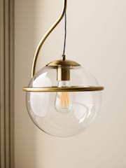 Rockett St George Antique Brass Glass Globe Ceiling Light - Image 2 of 5