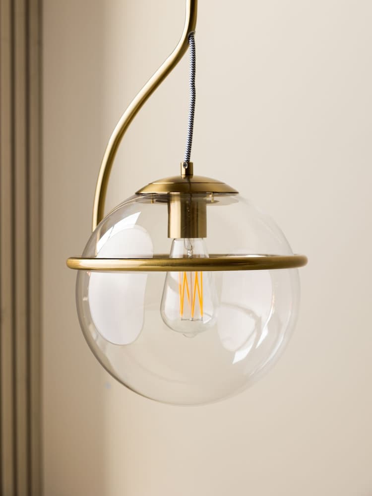 Rockett St George Antique Brass Glass Globe Ceiling Light - Image 2 of 5