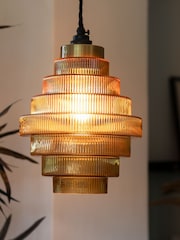 Rockett St George Amber Tiered Glass Easy Fit Ceiling Light - Image 1 of 7