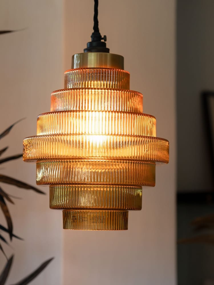 Rockett St George Amber Tiered Glass Easy Fit Ceiling Light - Image 1 of 7