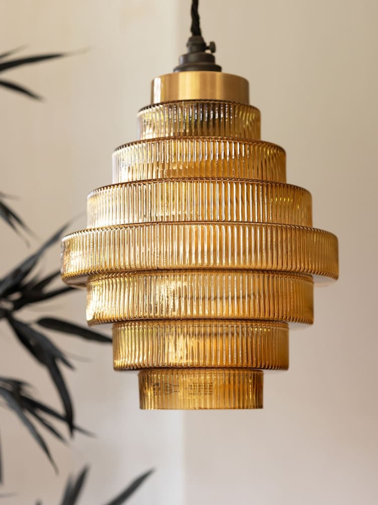 Rockett St George Amber Tiered Glass Easy Fit Ceiling Light - Image 2 of 7