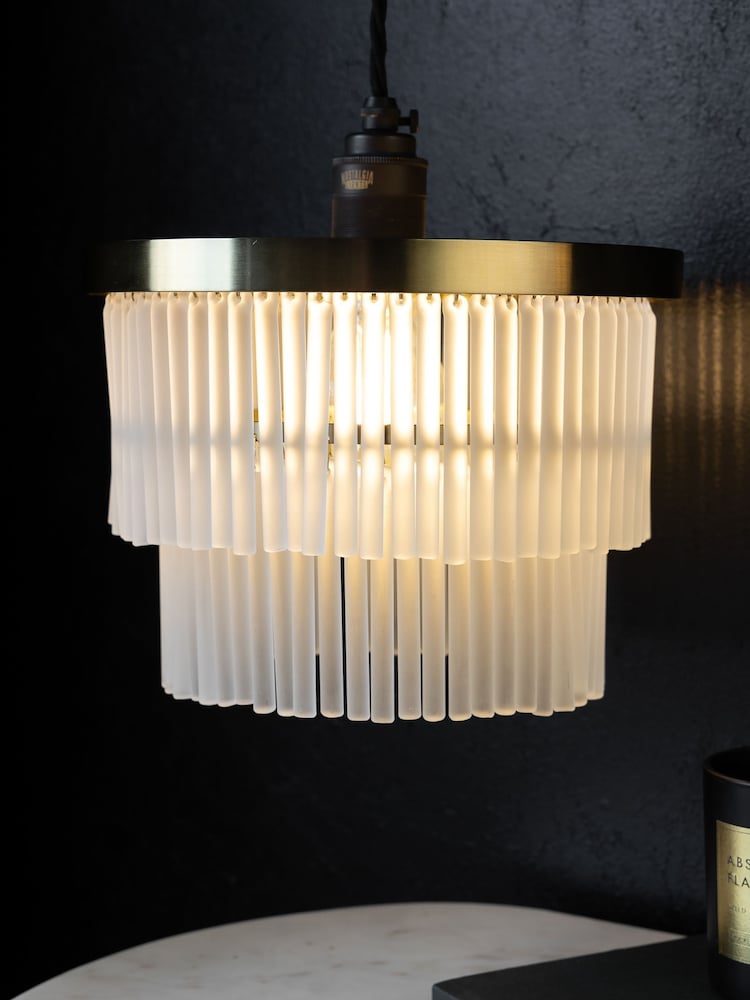 Rockett St George Clear Frosted Glass Layered Easyfit Chandelier - Image 1 of 6