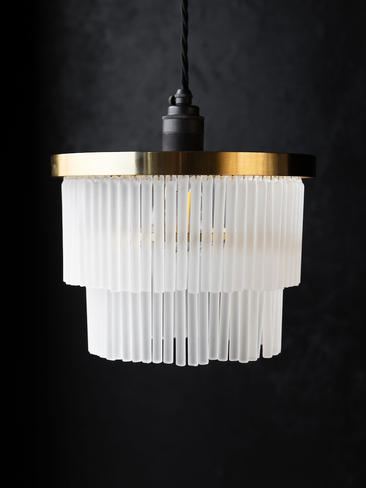 Rockett St George Clear Frosted Glass Layered Easyfit Chandelier - Image 2 of 6