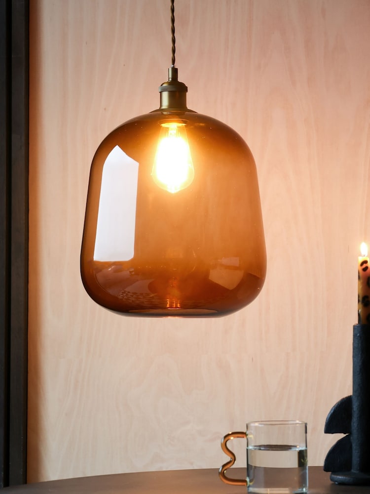 Rockett St George Amber Beautiful Butterscotch Glass Large Pendant Light - Image 1 of 5