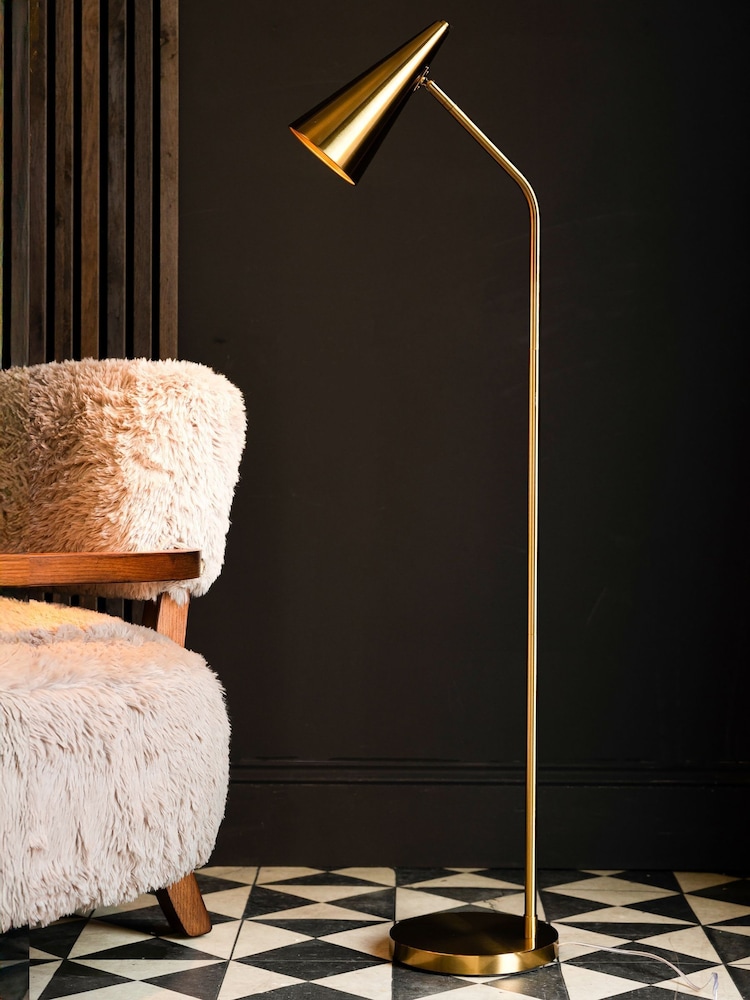 Rockett St George Brass Contemporary Brass Floor Lamp - Image 1 of 6