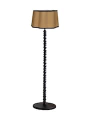 Rockett St George Black Wooden Spindle Floor Lamp with Scalloped Shade - Image 7 of 7