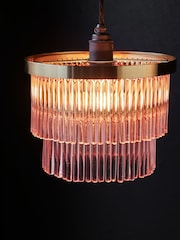 Rockett St George Pink Frosted Glass Layered Easyfit Chandelier - Image 1 of 6