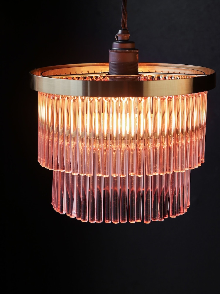 Rockett St George Pink Frosted Glass Layered Easyfit Chandelier - Image 1 of 6