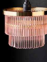 Rockett St George Pink Frosted Glass Layered Easyfit Chandelier - Image 2 of 6