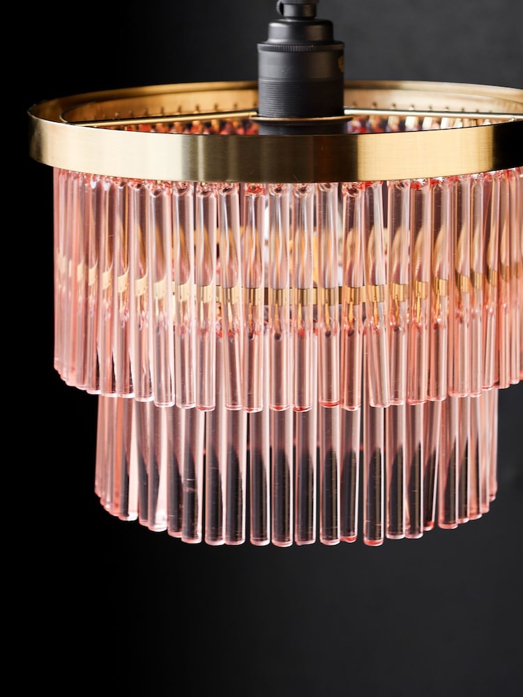 Rockett St George Pink Frosted Glass Layered Easyfit Chandelier - Image 2 of 6