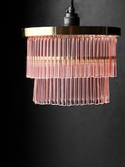 Rockett St George Pink Frosted Glass Layered Easyfit Chandelier - Image 4 of 6