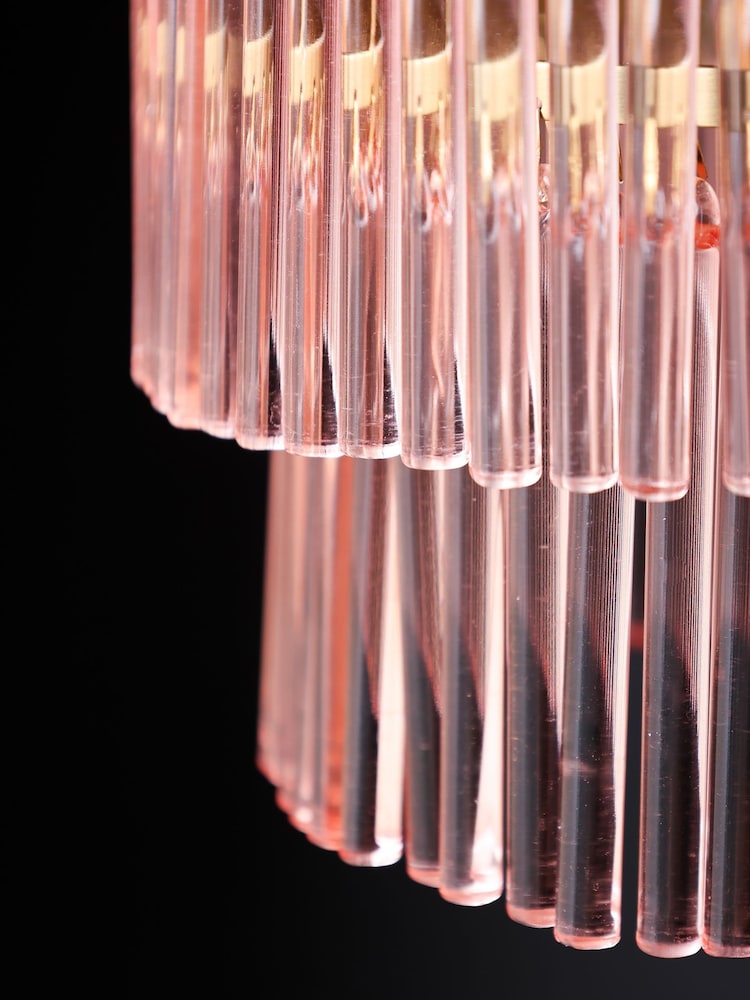 Rockett St George Pink Frosted Glass Layered Easyfit Chandelier - Image 6 of 6