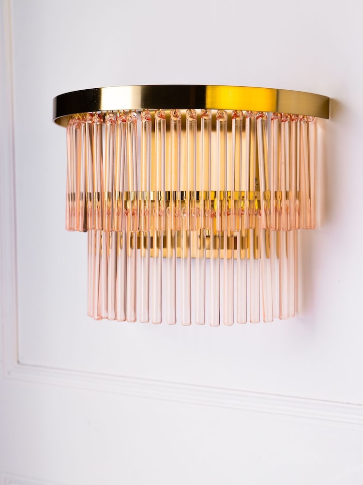 Rockett St George Pink Frosted Glass Layered Wall Light - Image 1 of 5 Rockett St George Pink Frosted Glass Layered Wall Light - Image 1 of 5